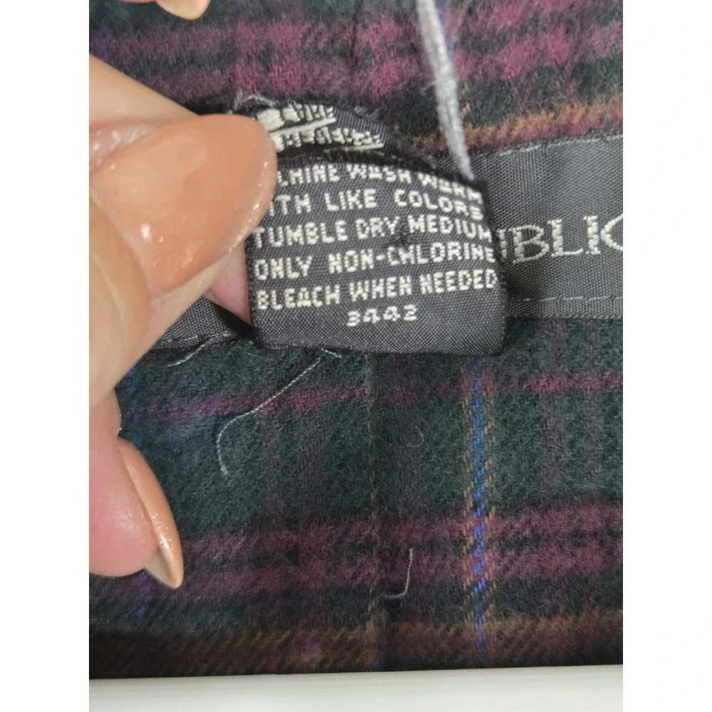 Banana Republic Vintage 90s Fleece‎ Full Zip Flannel Cotton Plaid Lined Jacket